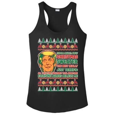 Funny Trump Ugly Christmas Sweater Ladies PosiCharge Competitor Racerback Tank