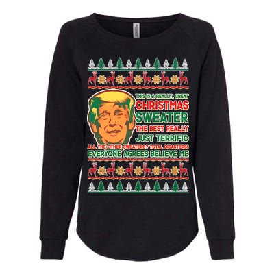 Funny Trump Ugly Christmas Sweater Womens California Wash Sweatshirt