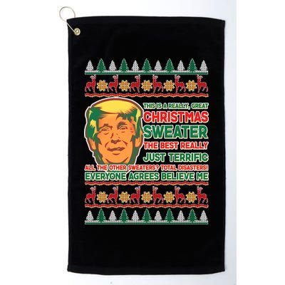 Funny Trump Ugly Christmas Sweater Golf Towel
