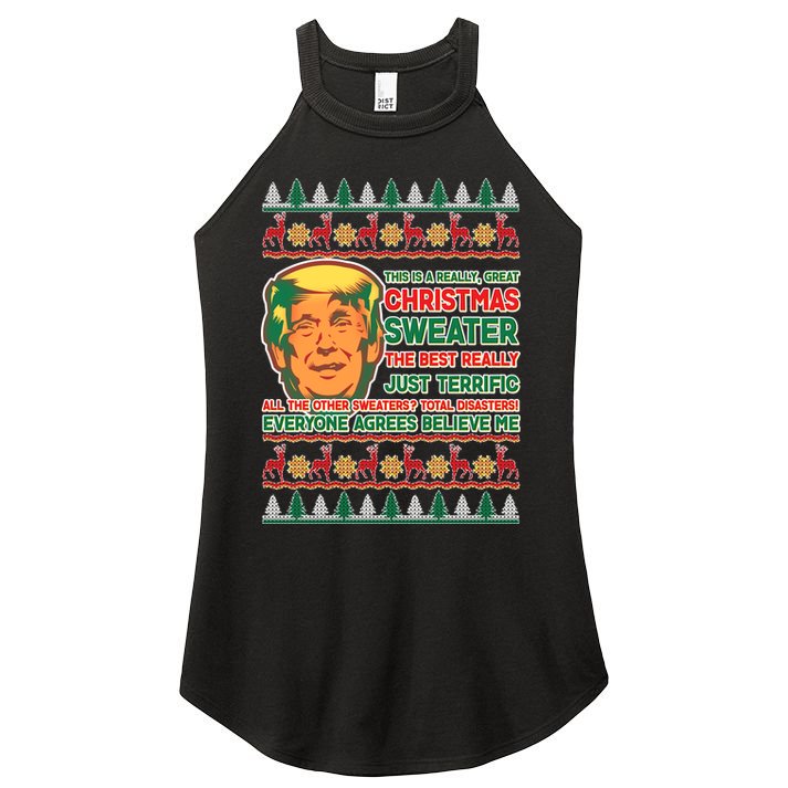 Funny Trump Ugly Christmas Sweater Women's Perfect Tri Rocker Tank
