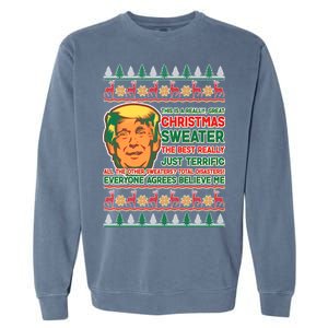 Funny Trump Ugly Christmas Sweater Garment-Dyed Sweatshirt