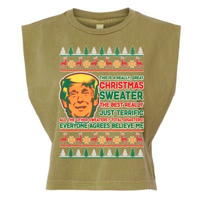 Funny Trump Ugly Christmas Sweater Garment-Dyed Women's Muscle Tee