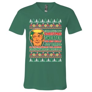 Funny Trump Ugly Christmas Sweater V-Neck T-Shirt