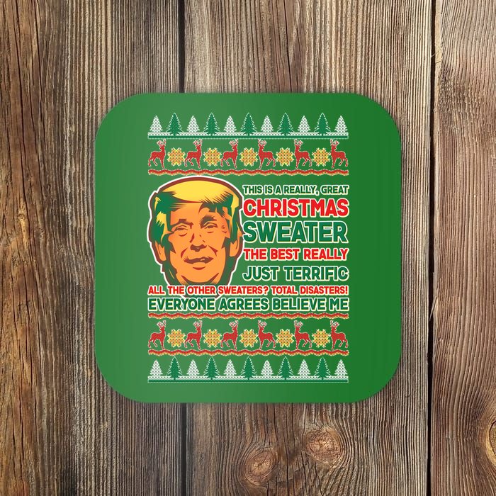 Funny Trump Ugly Christmas Sweater Coaster