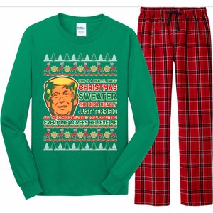 Funny Trump Ugly Christmas Sweater Long Sleeve Pajama Set