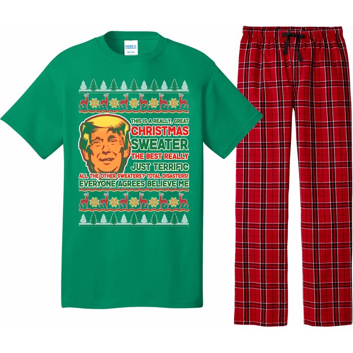 Funny Trump Ugly Christmas Sweater Pajama Set