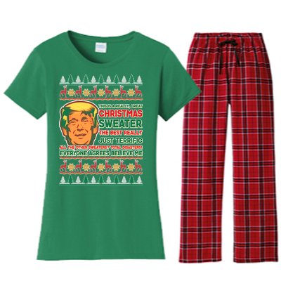 Funny Trump Ugly Christmas Sweater Women's Flannel Pajama Set