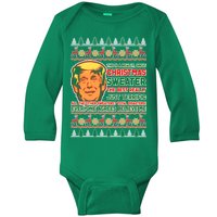 Funny Trump Ugly Christmas Sweater Baby Long Sleeve Bodysuit