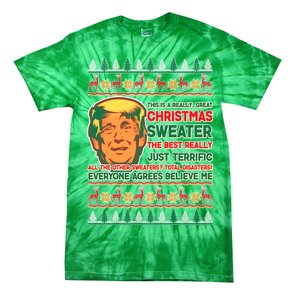 Funny Trump Ugly Christmas Sweater Tie-Dye T-Shirt