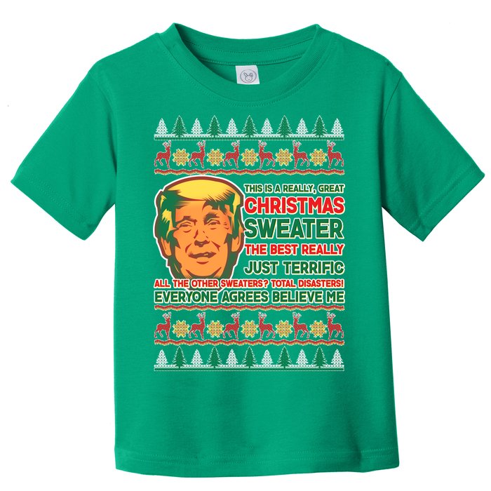 Funny Trump Ugly Christmas Sweater Toddler T-Shirt