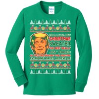 Funny Trump Ugly Christmas Sweater Kids Long Sleeve Shirt