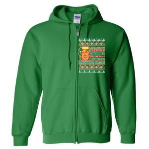 Funny Trump Ugly Christmas Sweater Full Zip Hoodie