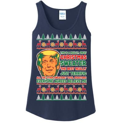 Funny Trump Ugly Christmas Sweater Ladies Essential Tank