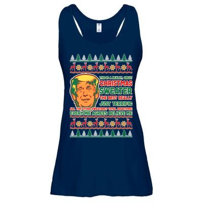 Funny Trump Ugly Christmas Sweater Ladies Essential Flowy Tank