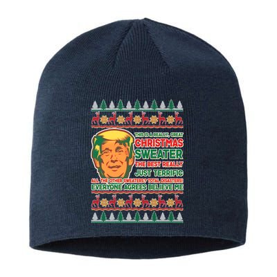 Funny Trump Ugly Christmas Sweater Sustainable Beanie