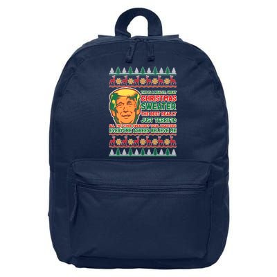 Funny Trump Ugly Christmas Sweater 16 in Basic Backpack