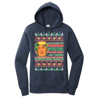 Funny Trump Ugly Christmas Sweater Women's Pullover Hoodie