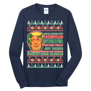 Funny Trump Ugly Christmas Sweater Tall Long Sleeve T-Shirt