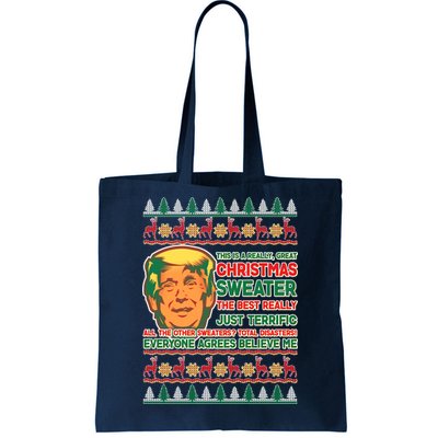 Funny Trump Ugly Christmas Sweater Tote Bag