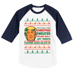 Funny Trump Ugly Christmas Sweater Baseball Sleeve Shirt