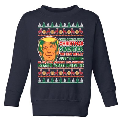 Funny Trump Ugly Christmas Sweater Toddler Sweatshirt