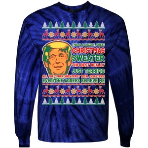 Funny Trump Ugly Christmas Sweater Tie-Dye Long Sleeve Shirt