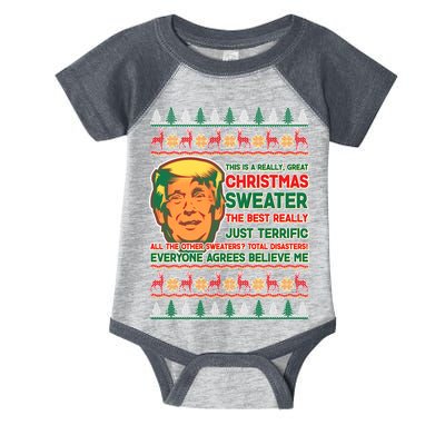 Funny Trump Ugly Christmas Sweater Infant Baby Jersey Bodysuit