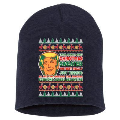 Funny Trump Ugly Christmas Sweater Short Acrylic Beanie