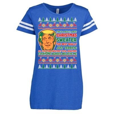 Funny Trump Ugly Christmas Sweater Enza Ladies Jersey Football T-Shirt