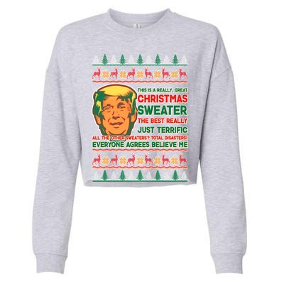 Funny Trump Ugly Christmas Sweater Cropped Pullover Crew