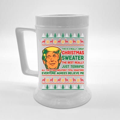 Funny Trump Ugly Christmas Sweater Beer Stein