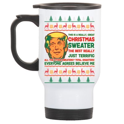 Funny Trump Ugly Christmas Sweater Stainless Steel Travel Mug