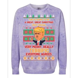 Funny Trump Very Merry Ugly Christmas Sweater Colorblast Crewneck Sweatshirt