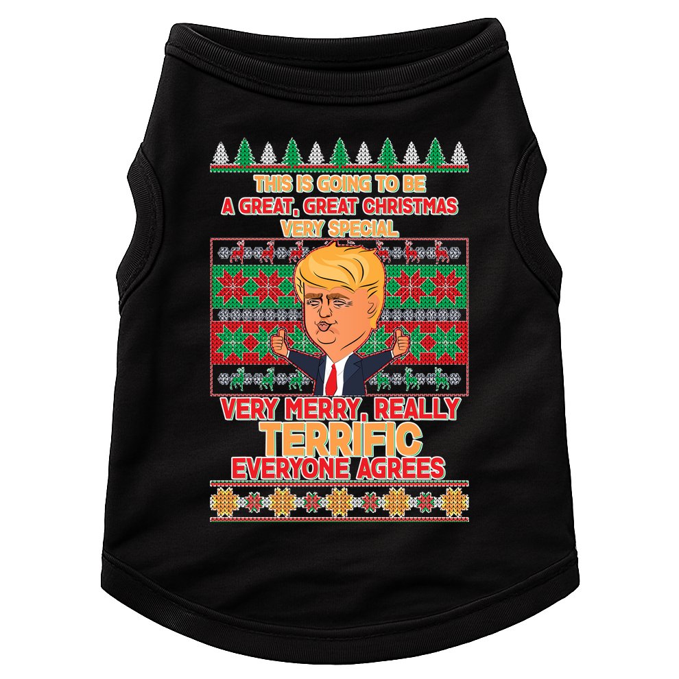 Funny Trump Very Merry Ugly Christmas Sweater Doggie Tank