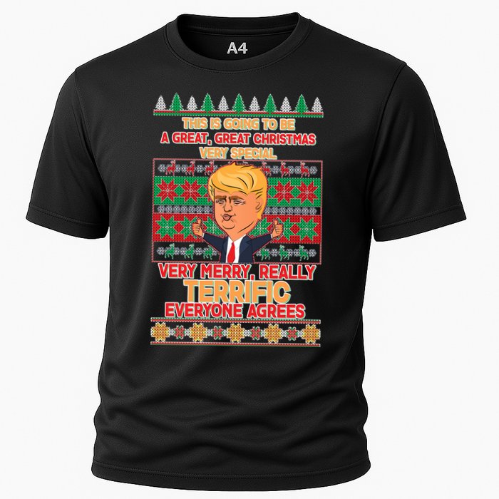 Funny Trump Very Merry Ugly Christmas Sweater Cooling Performance Crew T-Shirt