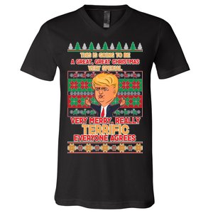 Funny Trump Very Merry Ugly Christmas Sweater V-Neck T-Shirt