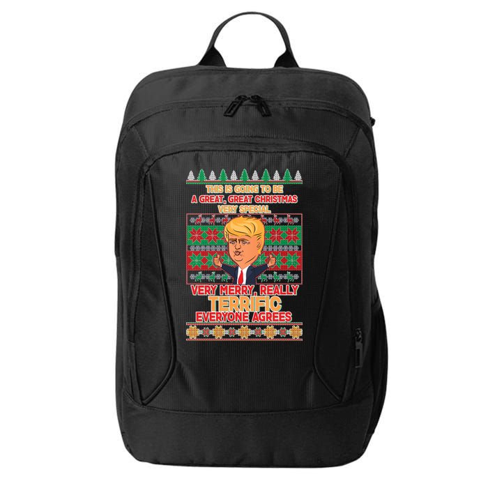 Funny Trump Very Merry Ugly Christmas Sweater City Backpack