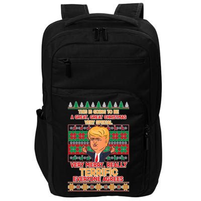 Funny Trump Very Merry Ugly Christmas Sweater Impact Tech Backpack