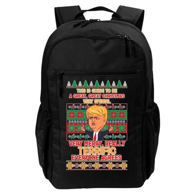 Funny Trump Very Merry Ugly Christmas Sweater Daily Commute Backpack