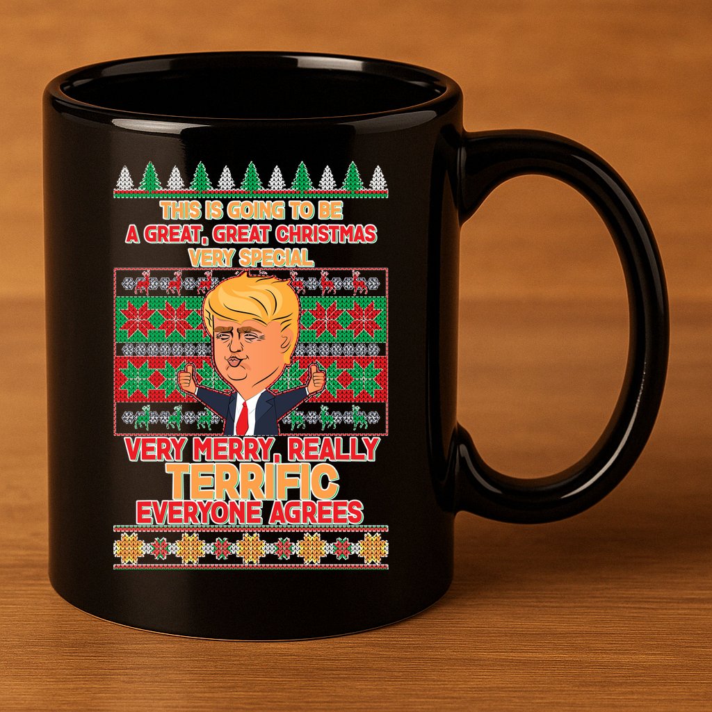 Funny Trump Very Merry Ugly Christmas Sweater 11oz C Handle Ceramic Mug
