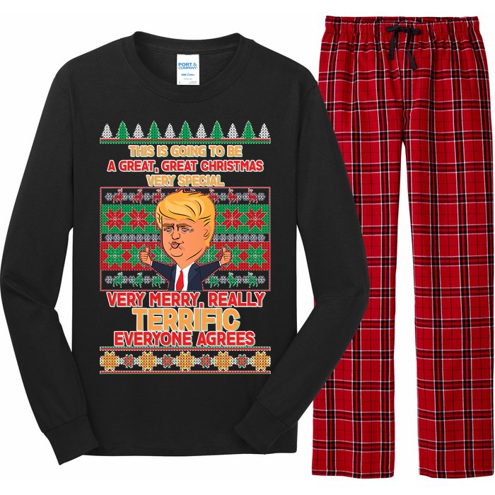 Funny Trump Very Merry Ugly Christmas Sweater Long Sleeve Pajama Set