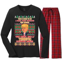 Funny Trump Very Merry Ugly Christmas Sweater Women's Long Sleeve Flannel Pajama Set 