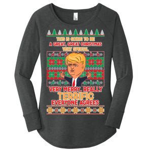 Funny Trump Very Merry Ugly Christmas Sweater Women's Perfect Tri Tunic Long Sleeve Shirt