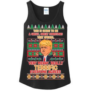 Funny Trump Very Merry Ugly Christmas Sweater Ladies Essential Tank