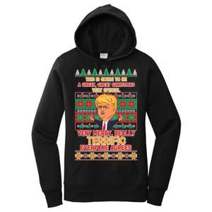 Funny Trump Very Merry Ugly Christmas Sweater Women's Pullover Hoodie