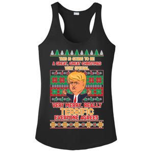 Funny Trump Very Merry Ugly Christmas Sweater Ladies PosiCharge Competitor Racerback Tank