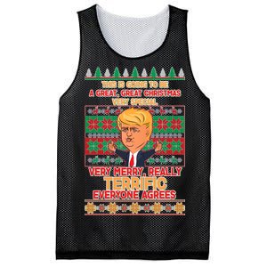 Funny Trump Very Merry Ugly Christmas Sweater Mesh Reversible Basketball Jersey Tank