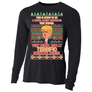 Funny Trump Very Merry Ugly Christmas Sweater Cooling Performance Long Sleeve Crew