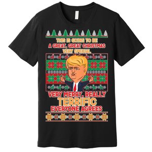 Funny Trump Very Merry Ugly Christmas Sweater Premium T-Shirt