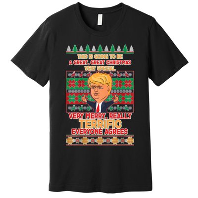 Funny Trump Very Merry Ugly Christmas Sweater Premium T-Shirt